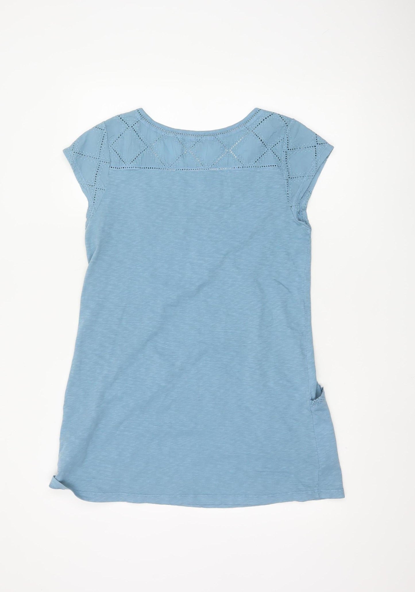 White Stuff Women's Blue Embroidered Cotton Tunic Top UK 10