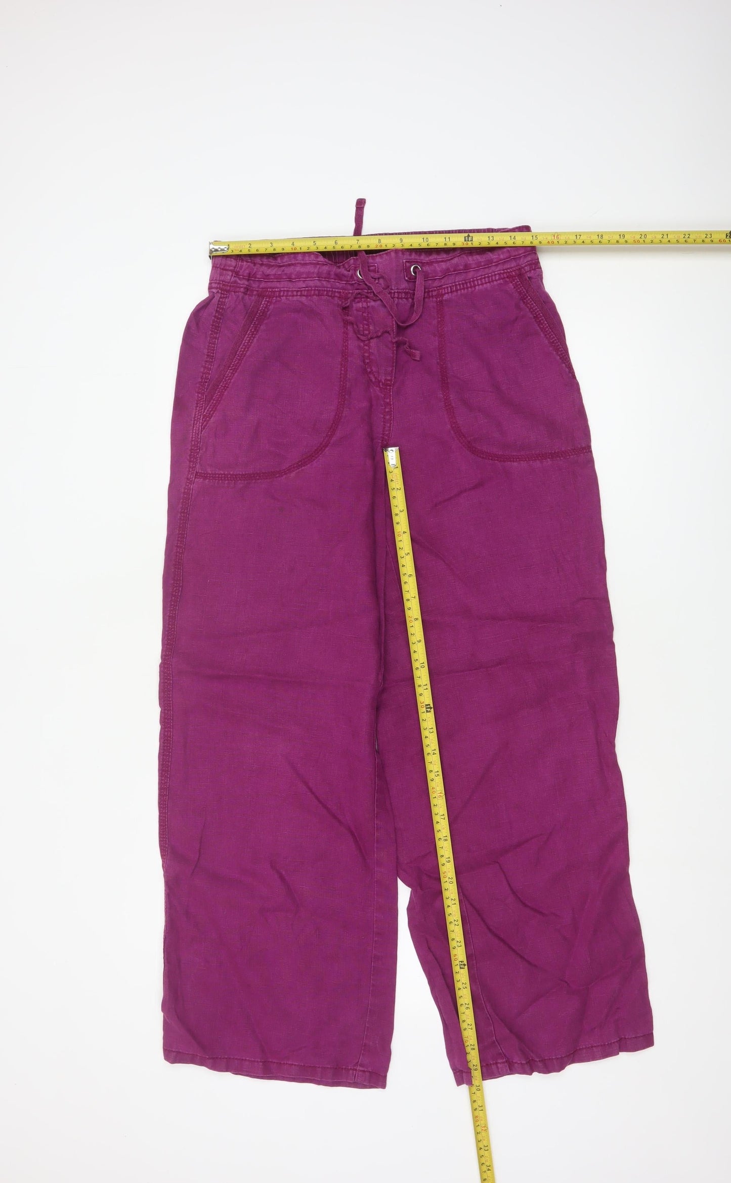 Marks and Spencer Women’s Purple Linen Cropped Trousers Size 10