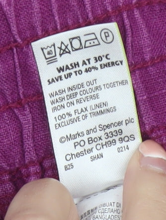 Marks and Spencer Women’s Purple Linen Cropped Trousers Size 10
