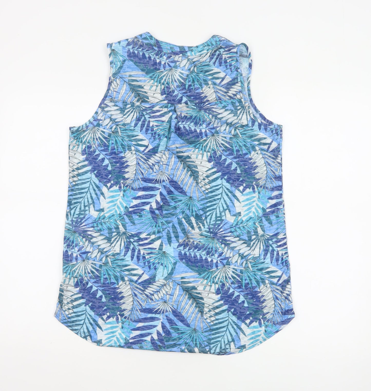 Roman Women’s Blue Tropical Sleeveless V-Neck Tunic Blouse Size 12