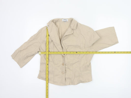 Steilmann Women Beige Linen Blend 3/4 Sleeve Blazer UK 16