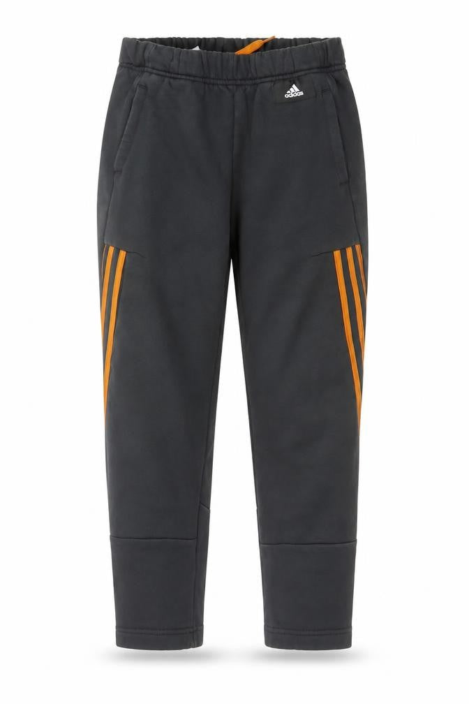 Adidas Boys Black Jogger Trousers 11-12 Years with Orange Stripe