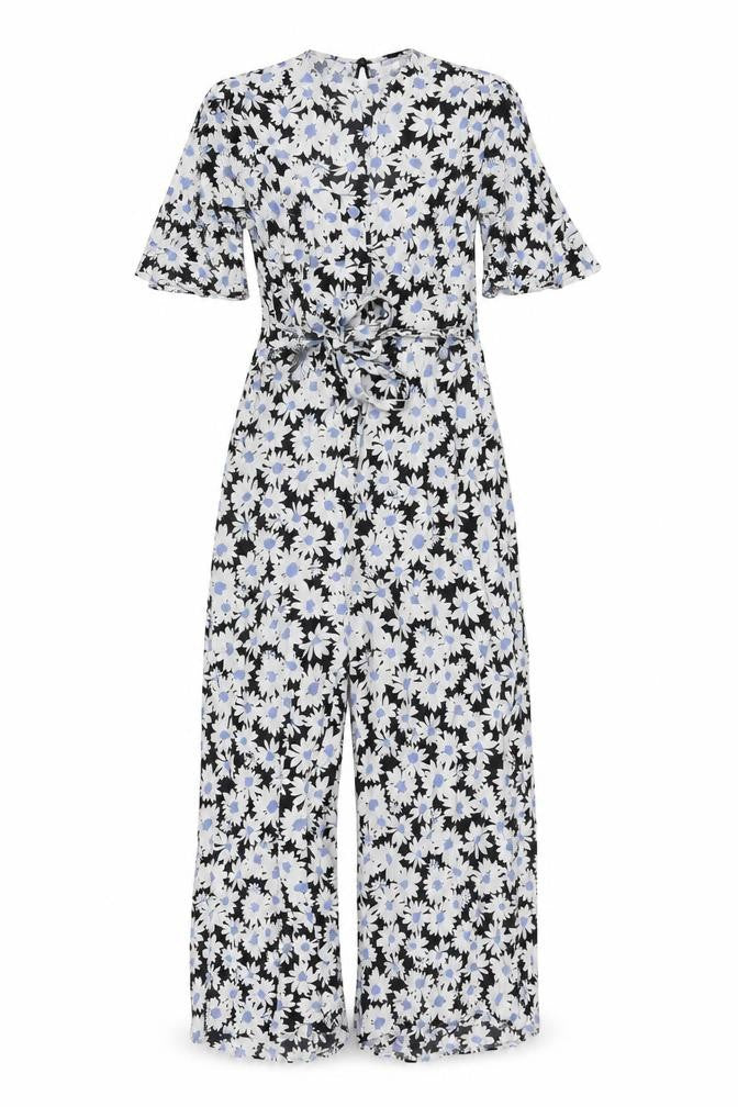 Front view of Nobody’s Child Women’s Black Floral Jumpsuit UK 8 EcoVero Viscose