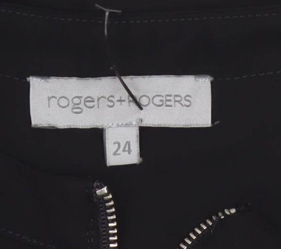 rogers+rogers Women's Black Zip Front Plus Size 24 Blouse