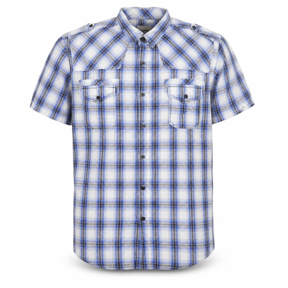 Crafted Men's Blue Check Short Sleeve Button-Up Shirt XL