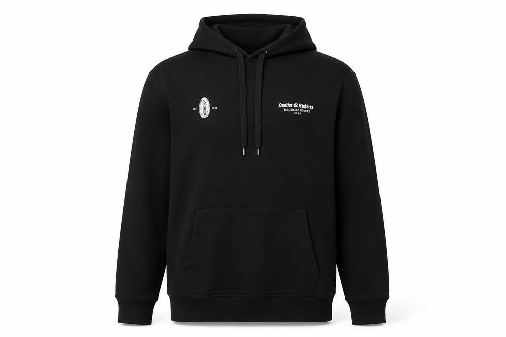River Island Men's Black Pullover Hoodie M Graphic Print Fleece