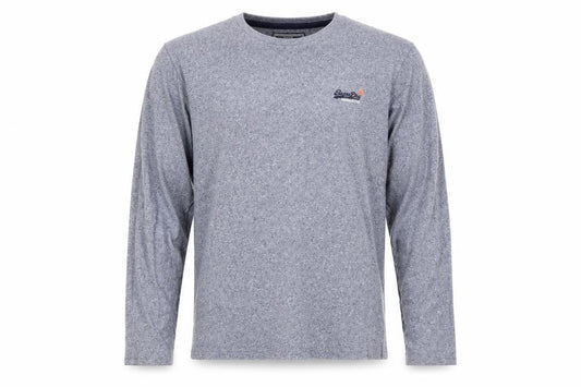 Superdry Men's Grey Long Sleeve Crew Neck Cotton T-Shirt Size L