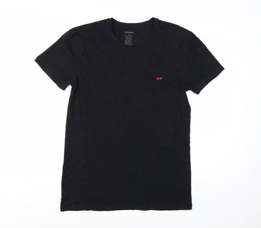 Diesel Men's Black Crew Neck Short Sleeve Cotton Blend T-Shirt Size L