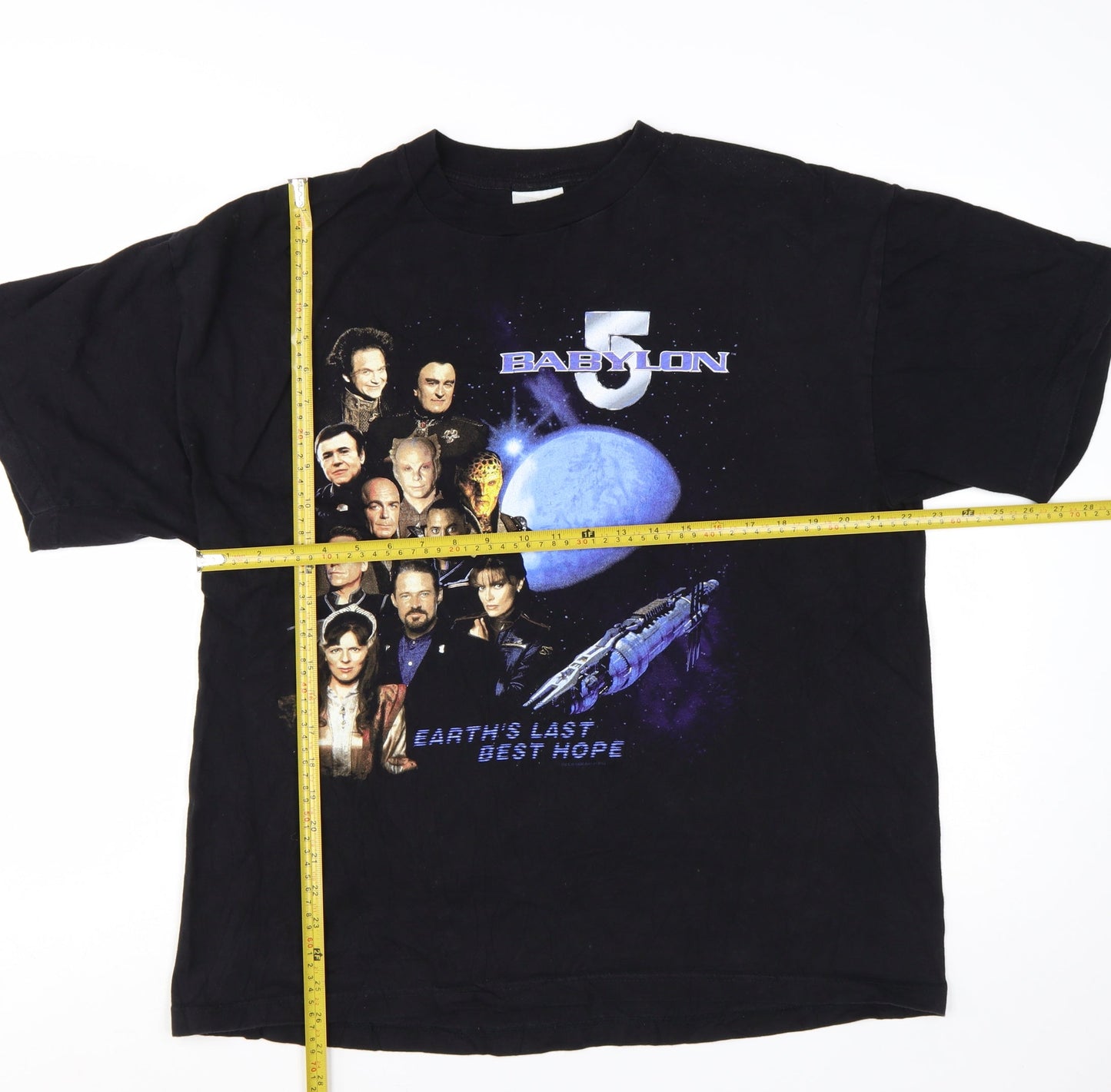 Tour Champ Men's Black XL Babylon 5 Vintage Graphic T-Shirt