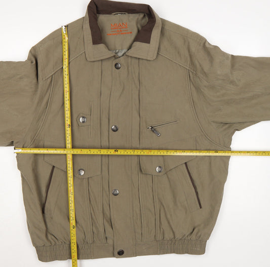MIAN Men's Brown 3XL Bomber Jacket with Pockets and Lining