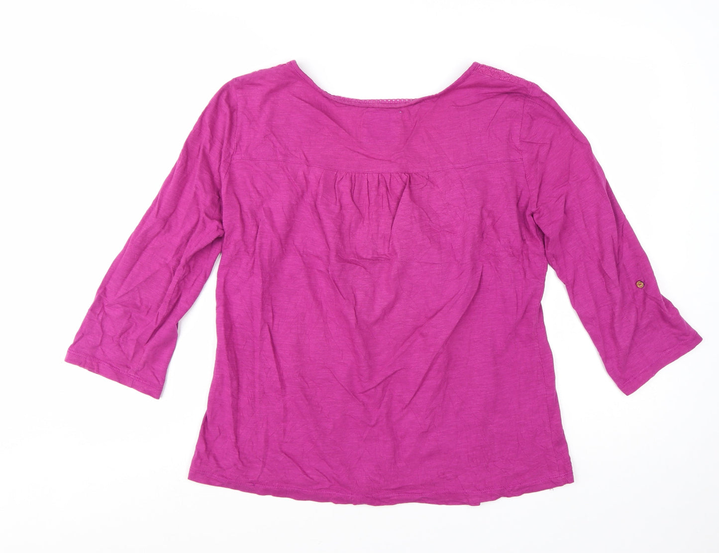 Mantaray Womens Pink Cotton Tunic Blouse Size 16 Scoop Neck 3/4 Sleeve