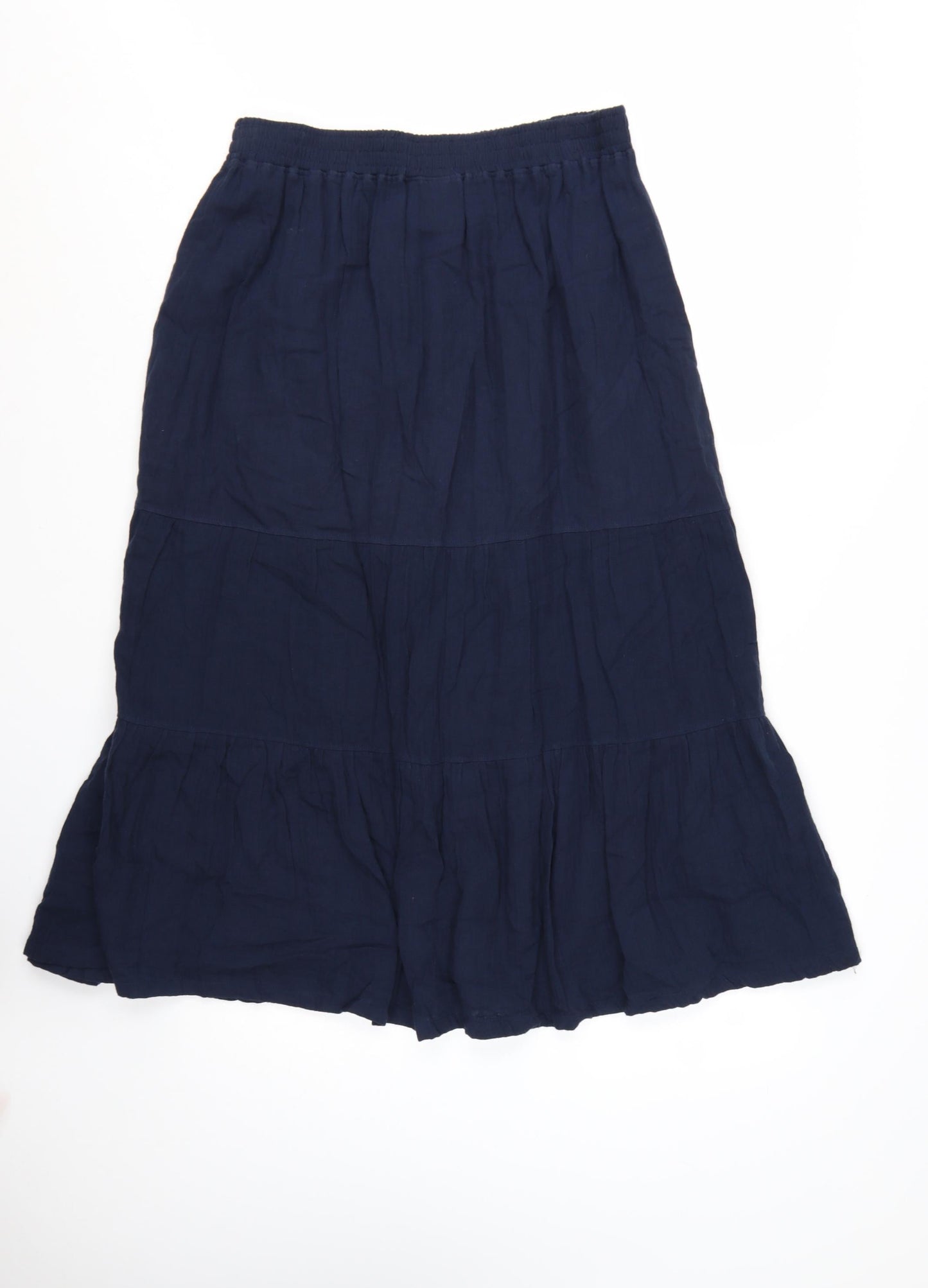 Weird Fish Women Navy Blue Size 14 A-Line Midi Skirt Cotton