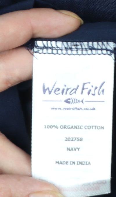 Weird Fish Women Navy Blue Size 14 A-Line Midi Skirt Cotton
