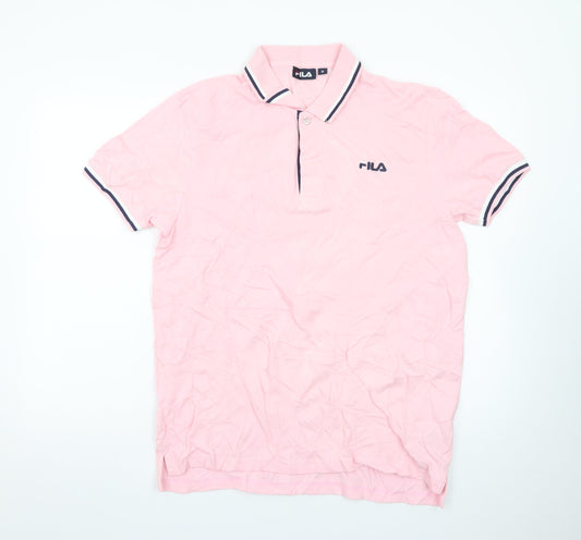 FILA Men's Pink Short Sleeve Cotton Polo Shirt Size M