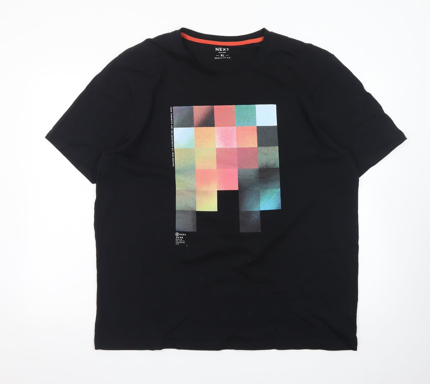 Next Men's Black XL Regular Fit Graphic Print Cotton T-Shirt