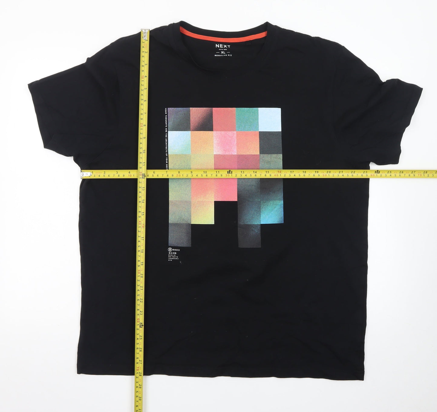 Next Men's Black XL Regular Fit Graphic Print Cotton T-Shirt