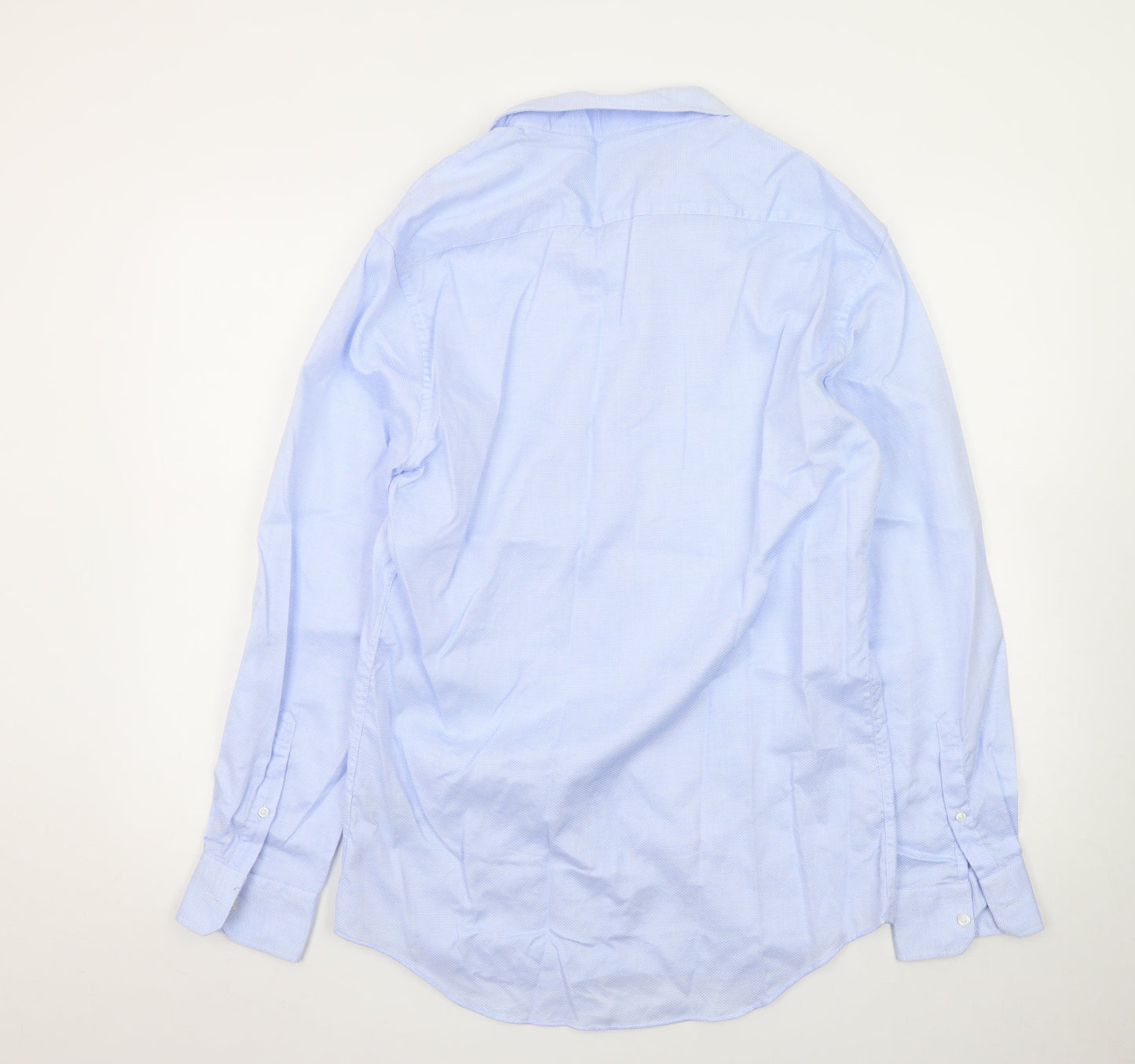 Marks and Spencer Men's Blue Tailored Fit 15.5in Pure Cotton Formal Shirt