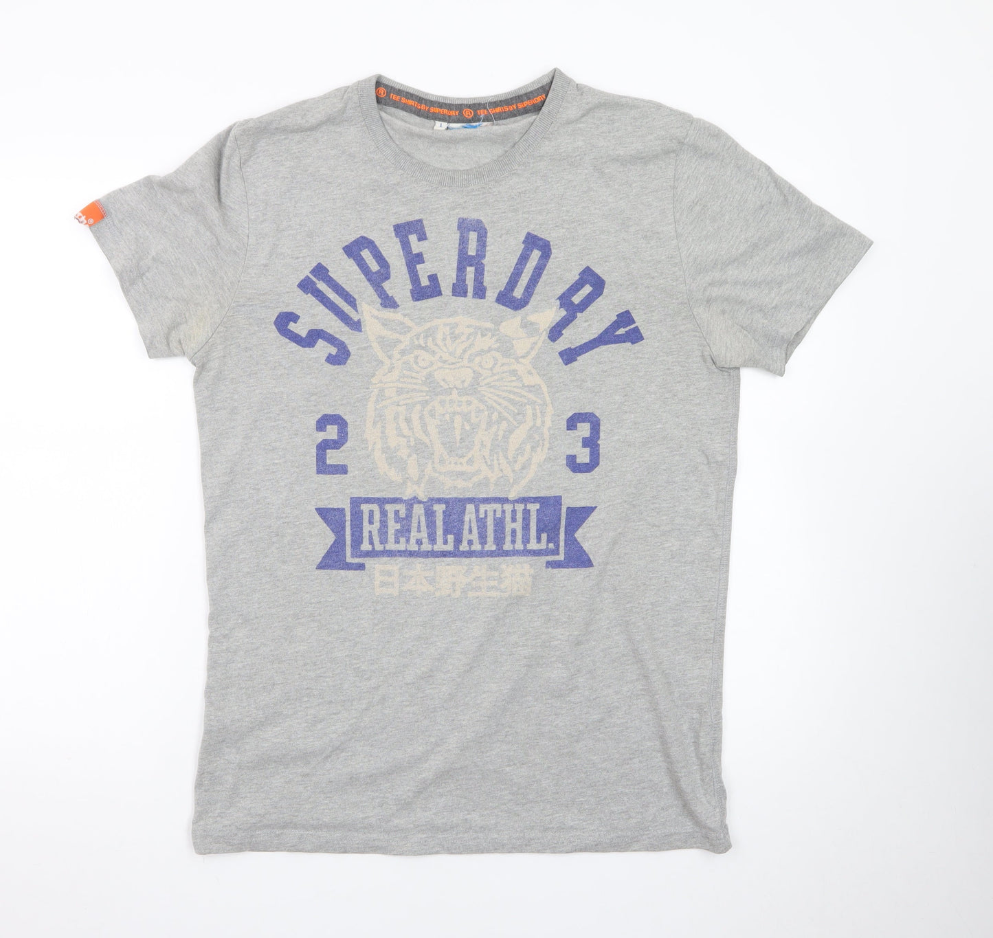 Superdry Men's Grey Graphic Print Crew Neck T-Shirt Size L