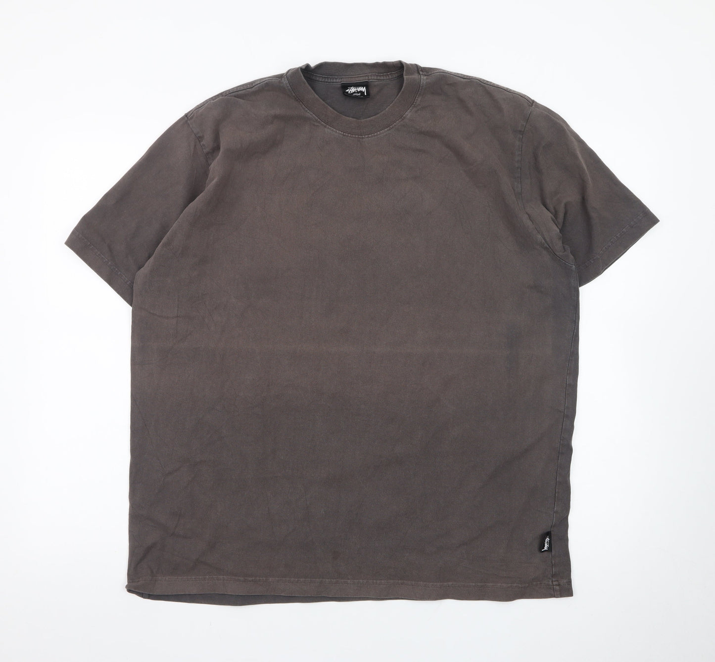 Stussy Men's Brown Cotton Crew Neck Short Sleeve T-Shirt L