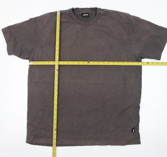 Stussy Men's Brown Cotton Crew Neck Short Sleeve T-Shirt L