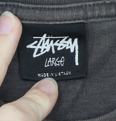 Stussy Men's Brown Cotton Crew Neck Short Sleeve T-Shirt L