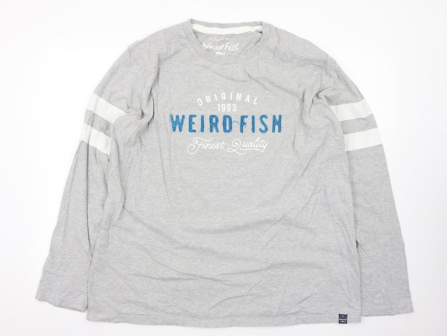 Weird Fish Men's Grey Long Sleeve Graphic T-Shirt 2XL Classic Fit
