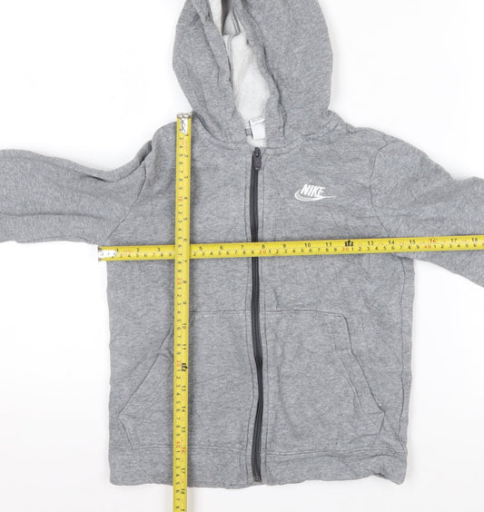 Nike Boys Grey Full Zip Hoodie Small 128-137cm Cotton Blend