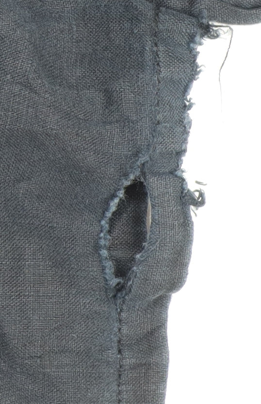Marks and Spencer Womens Black Linen Cargo Trousers Size 12