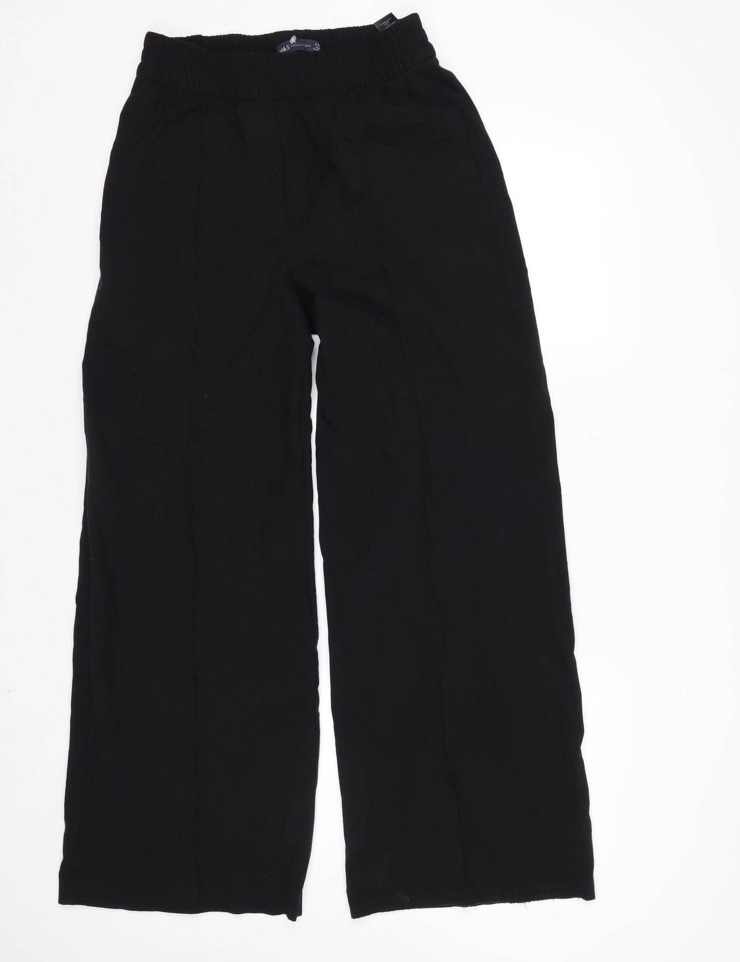 Marks and Spencer Women’s Black Size 8 Wide-Leg Cropped Trousers