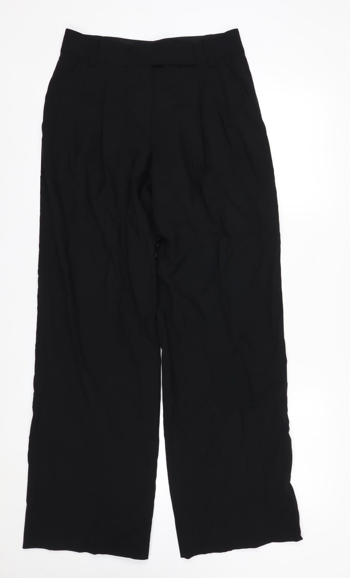 DKNY Womens Black Wool Wide-Leg Dress Pants Size 8