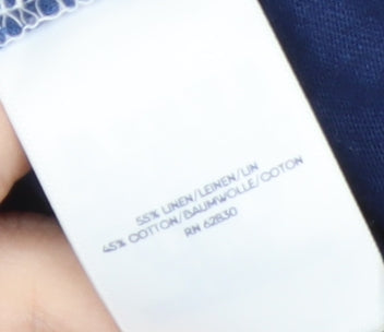 Lands' End Womens Blue White Dip Dye Linen Cotton T-Shirt UK 24