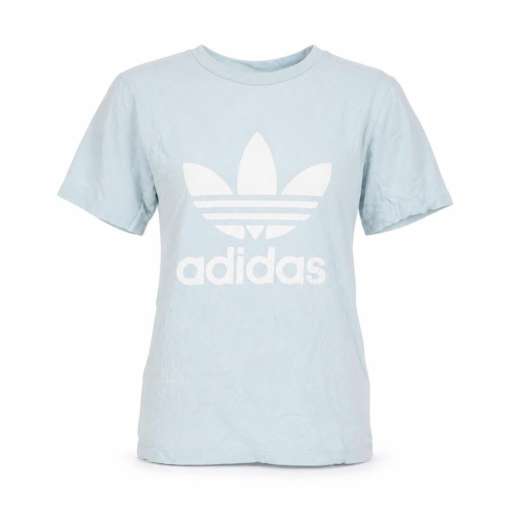 Adidas Women's Blue Basic Logo T-Shirt UK 8 Short Sleeve Cotton
