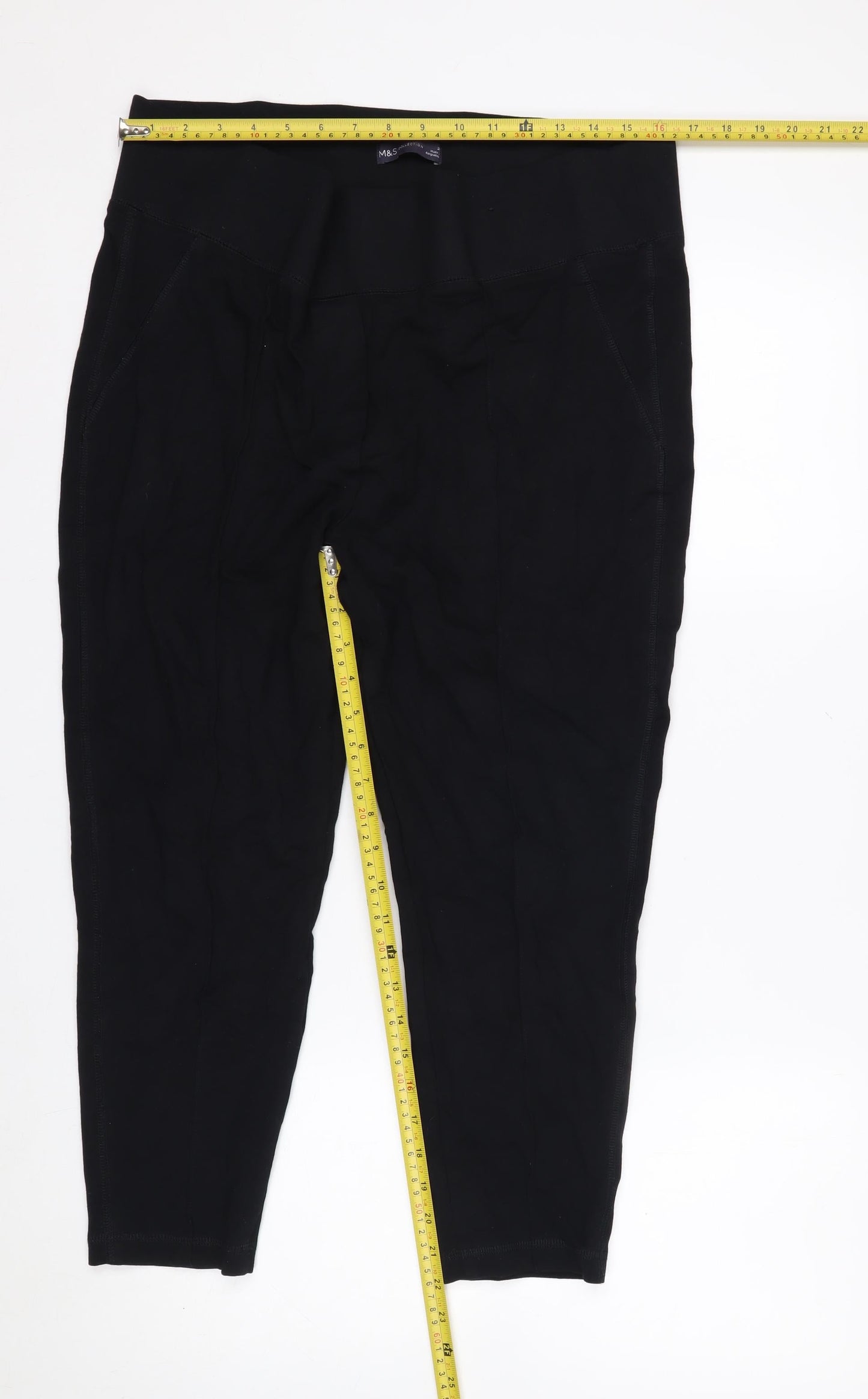Marks and Spencer Women Black Size 20 Leggings Comfortable Stretch Viscose Blend