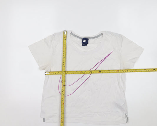 Nike Women’s White XS Sports T-Shirt with Purple Logo