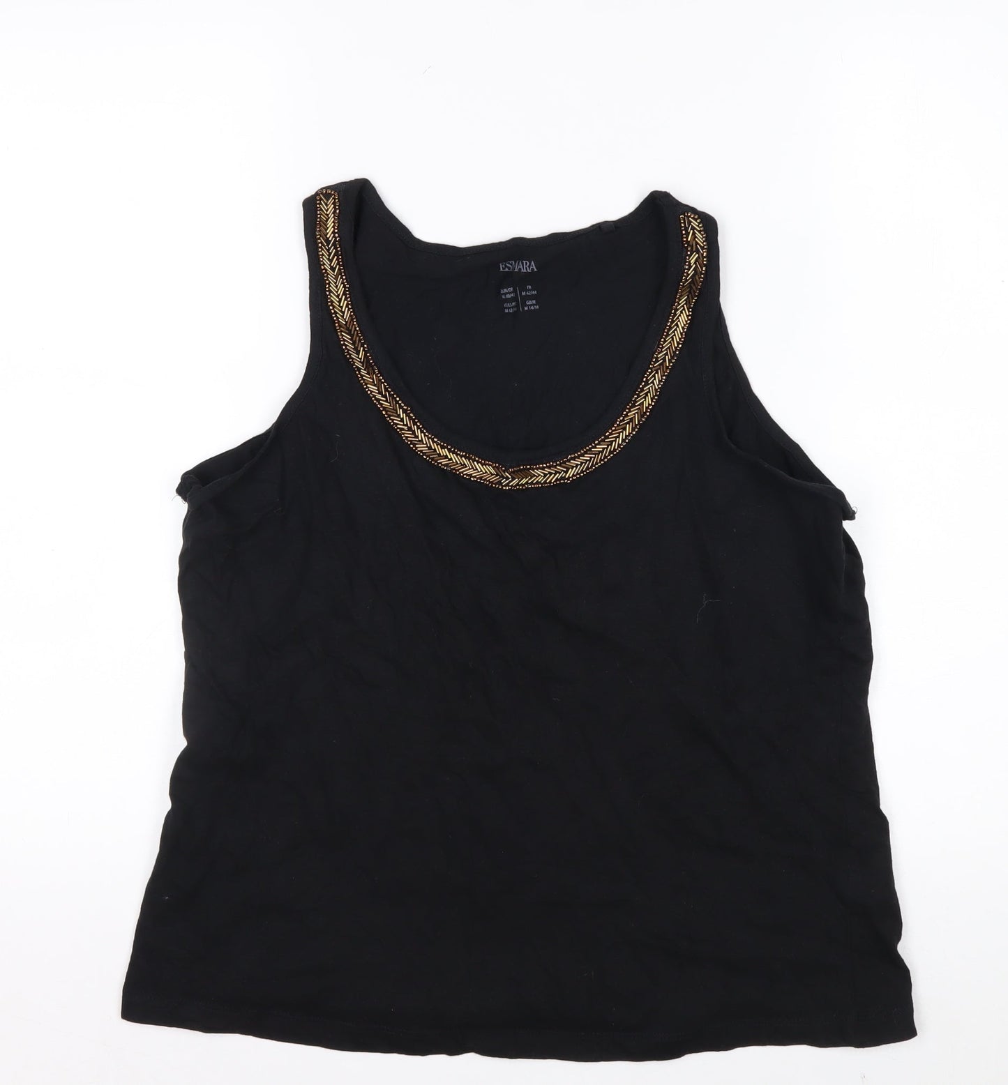 Esmara Women Black Beaded Scoop Neck Tank Top Size 14/16