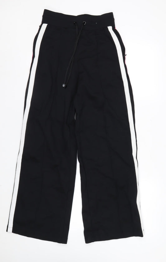 Marks and Spencer Women's Black Track Pants Size 6 Tall Wide-Leg Activewear Trousers