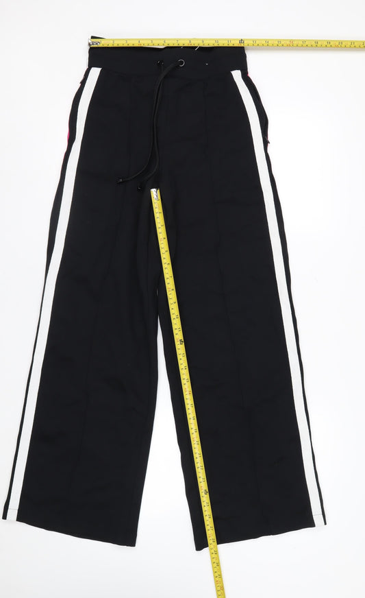 Marks and Spencer Women's Black Track Pants Size 6 Tall Wide-Leg Activewear Trousers