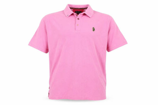 Luke Men's Pink 3XL Button-Down Collared Cotton Polo Shirt