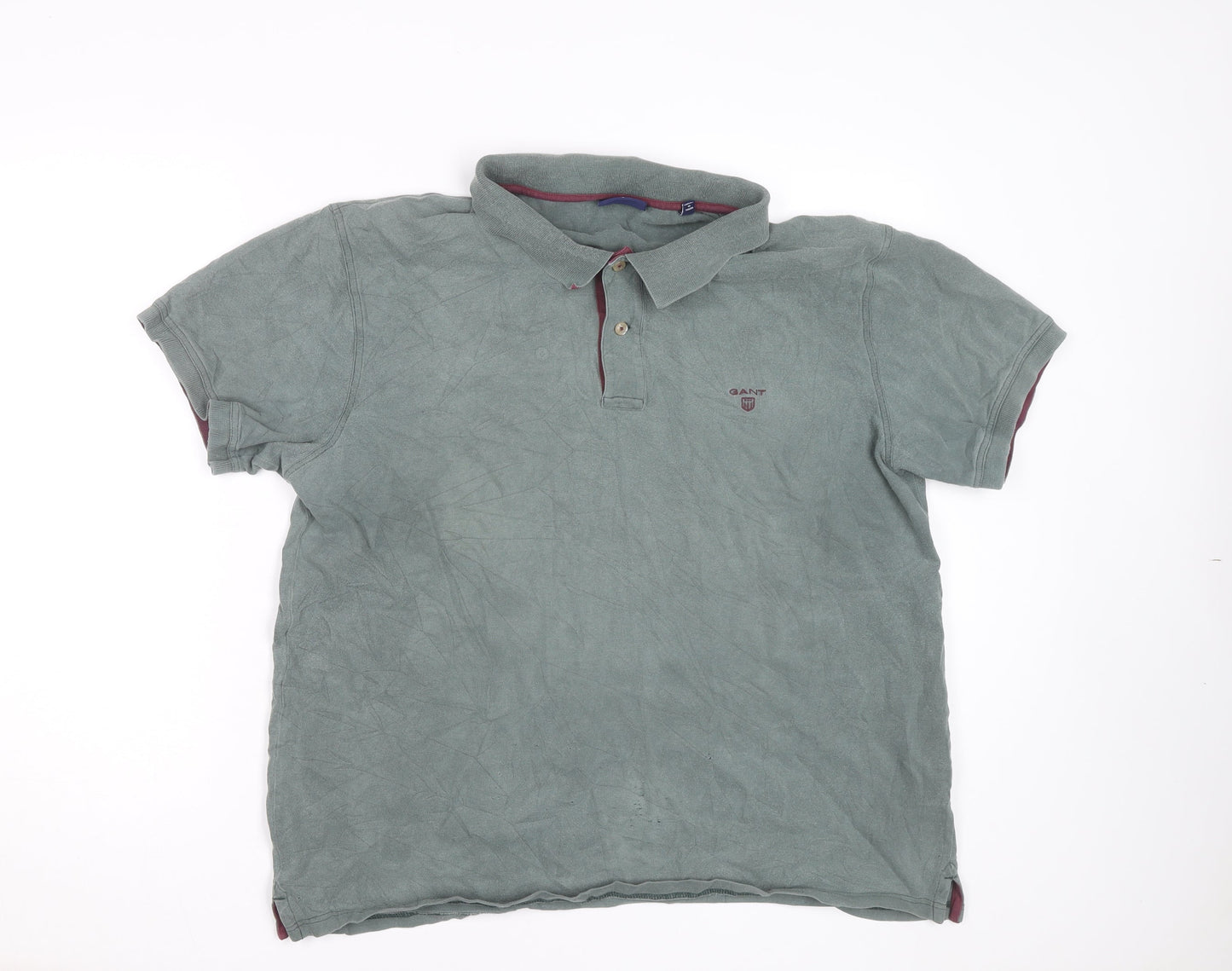 GANT Men's 3XL Green Cotton Short Sleeve Polo Shirt