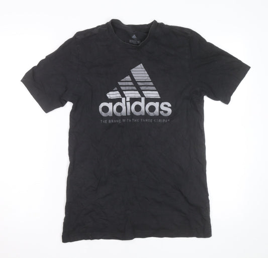 Adidas Men's Black XS Graphic Sports Cotton T-Shirt