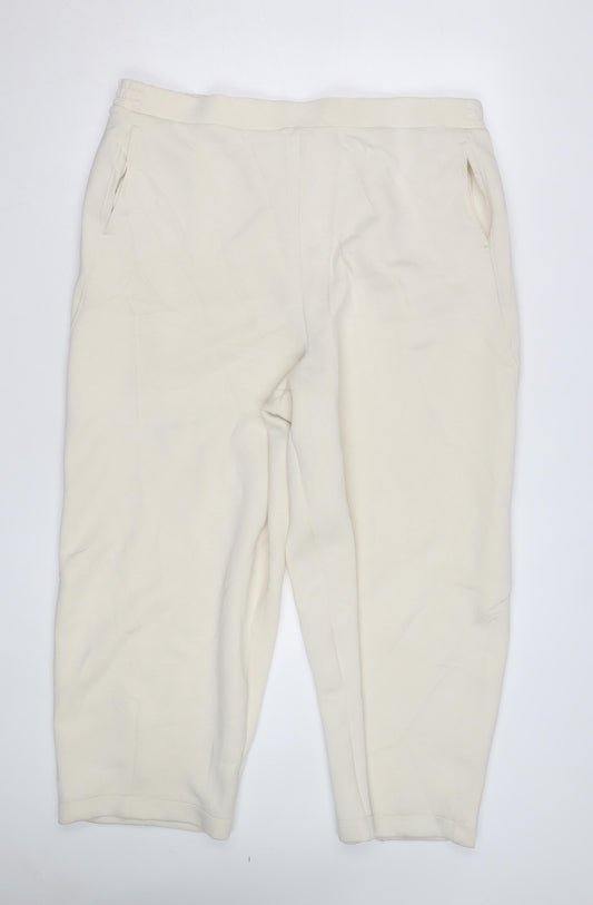 Marks and Spencer Women Beige Regular Cropped Jogger Trousers Size 12