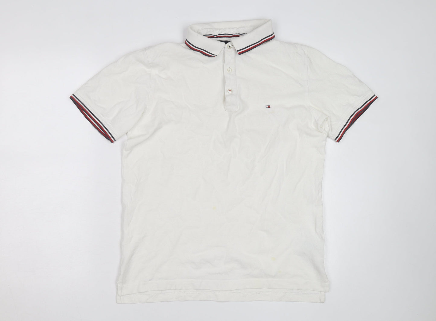 Tommy Hilfiger Men's White Slim Fit Polo Shirt XL Classic Casual