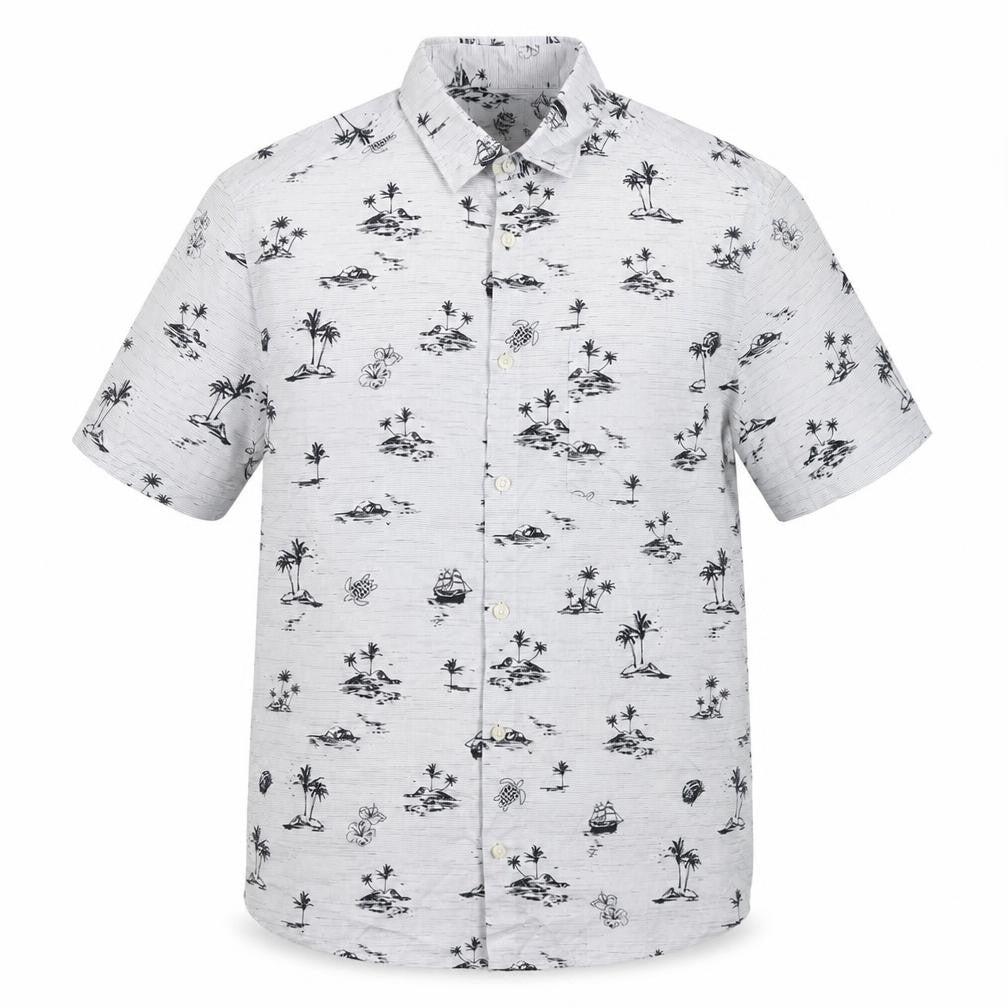 Marks & Spencer Men's White Tropical Print Regular Short Sleeve Shirt Size S