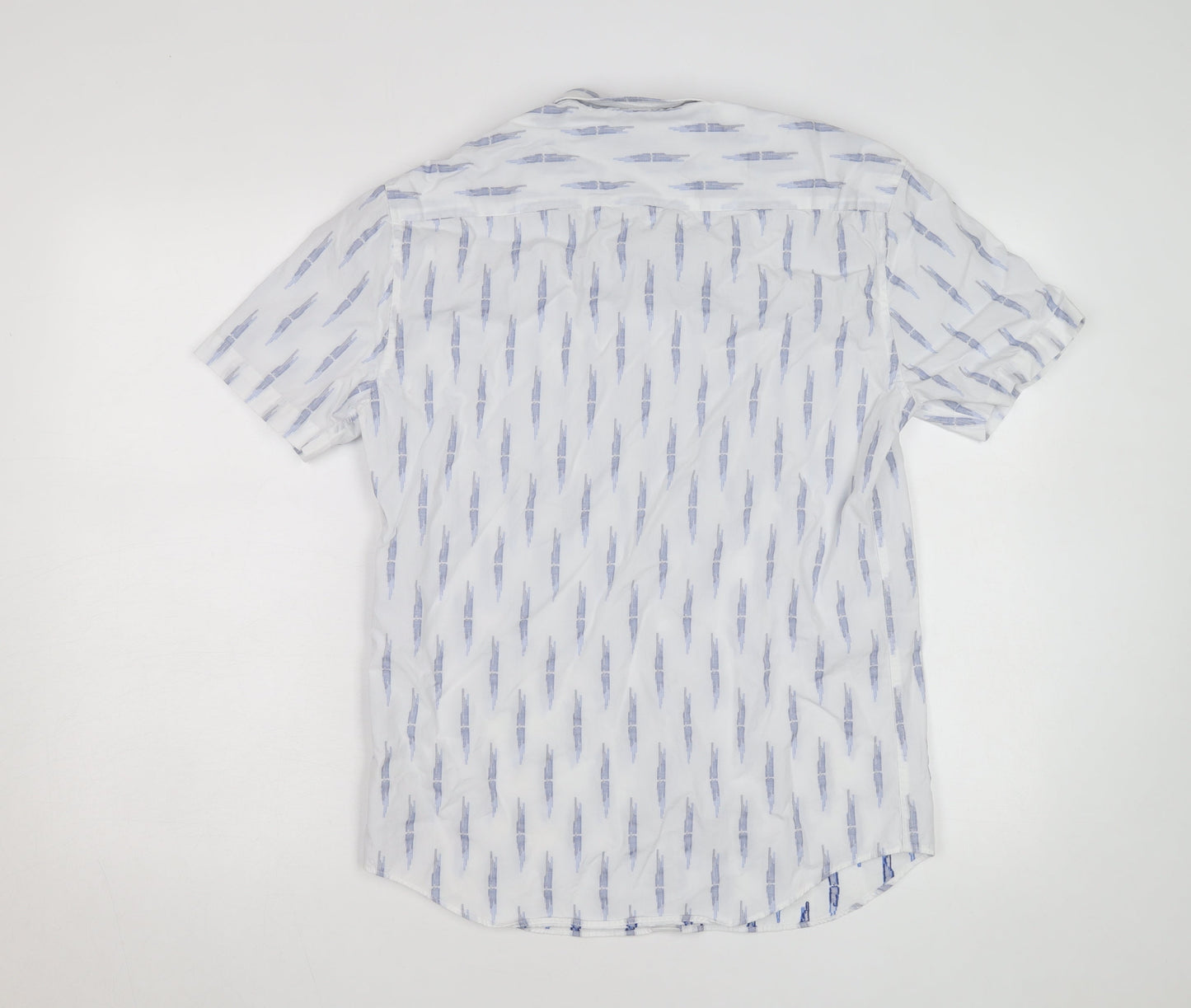 Marks and Spencer Men's White Short Sleeve Linen Blend Button-Up Shirt Size M