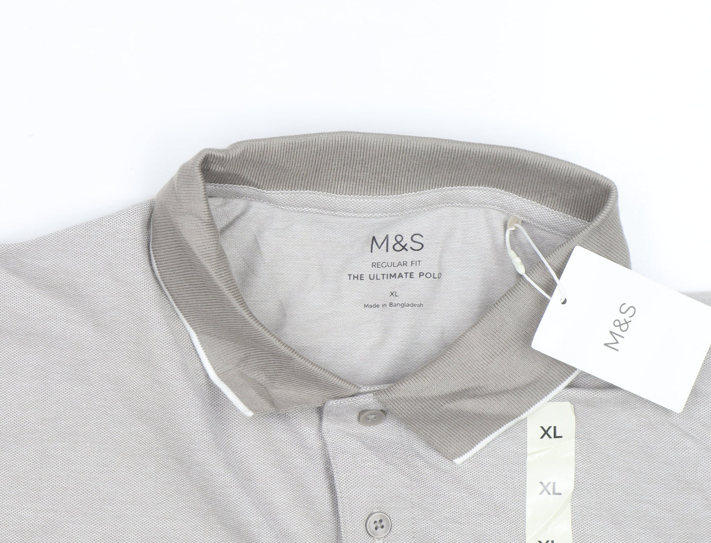 Marks and Spencer Men's Beige Regular Fit Cotton Polo Shirt XL