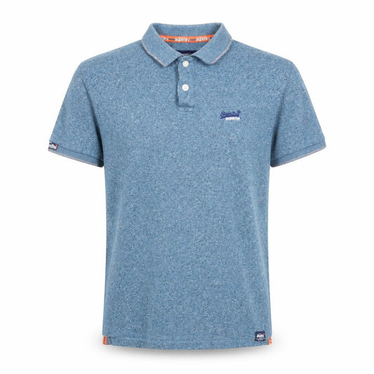 Superdry Men Blue Cotton Slim Fit Polo Shirt Size L