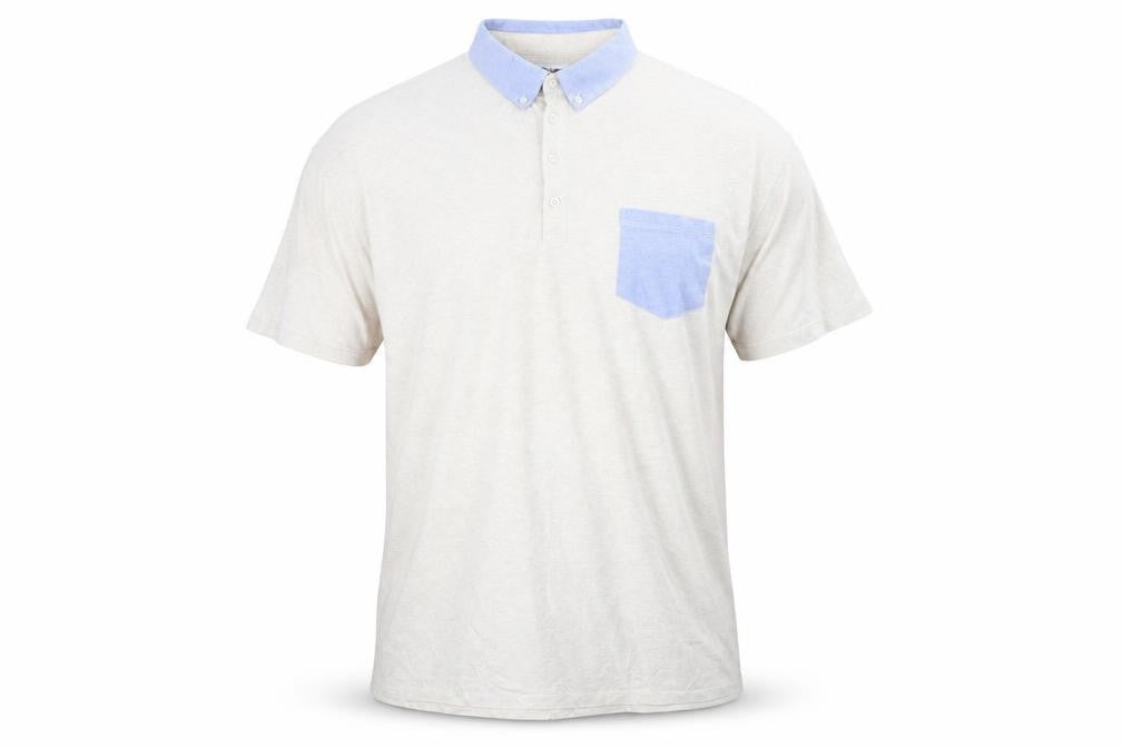 Label J Men’s Beige Short Sleeve Button-Up Shirt Size L Cotton Blend