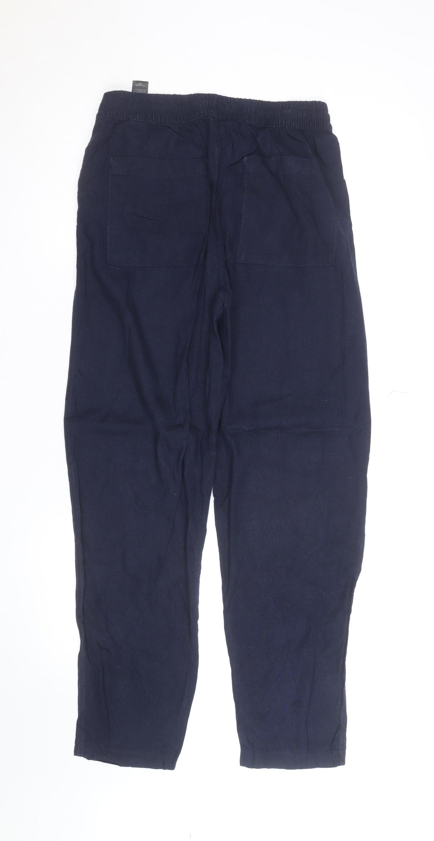 Marks and Spencer Women’s Blue Linen Blend Drawstring Trousers Size 14
