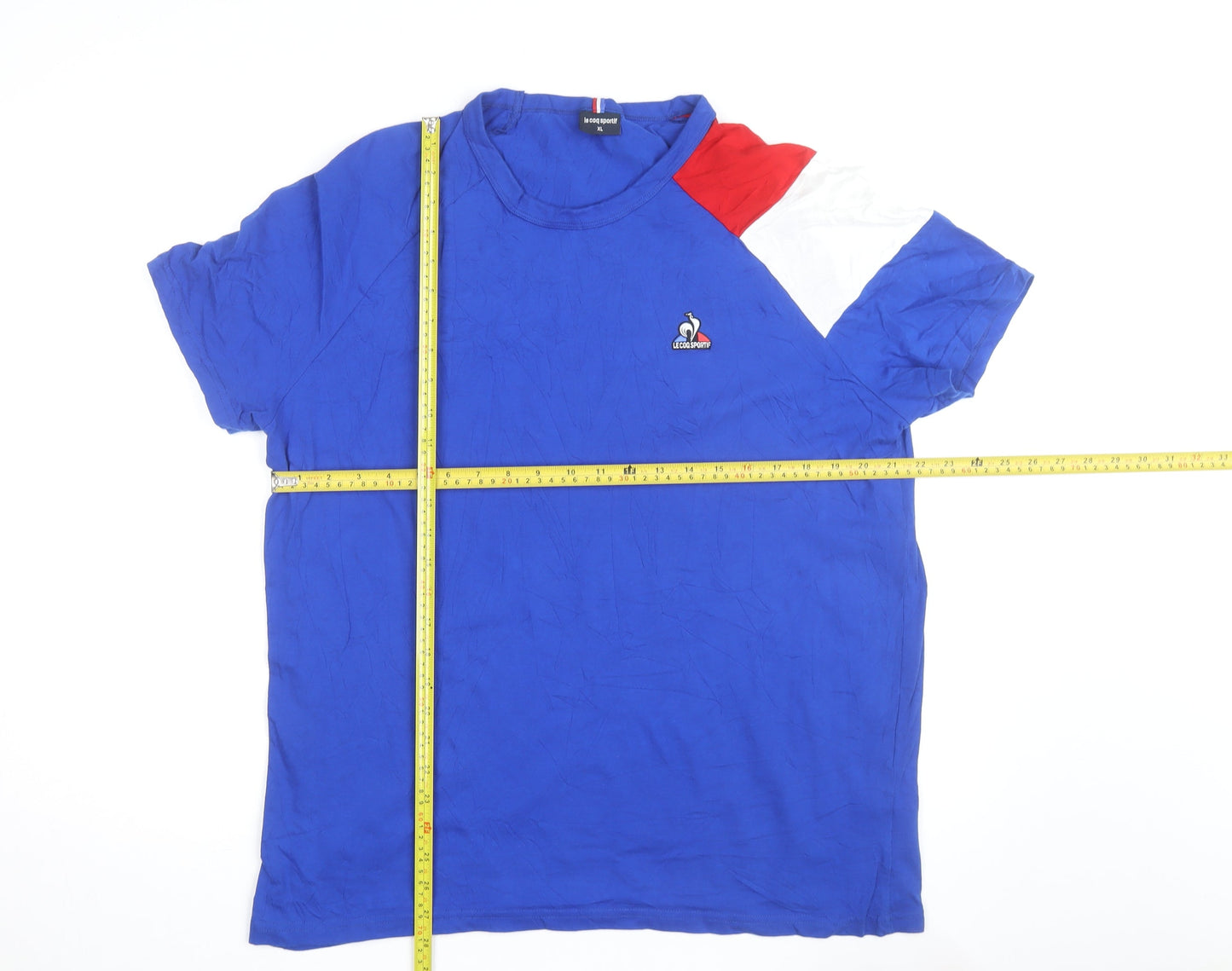Le Coq Sportif Men's Blue Colourblock Crew Neck T-Shirt XL