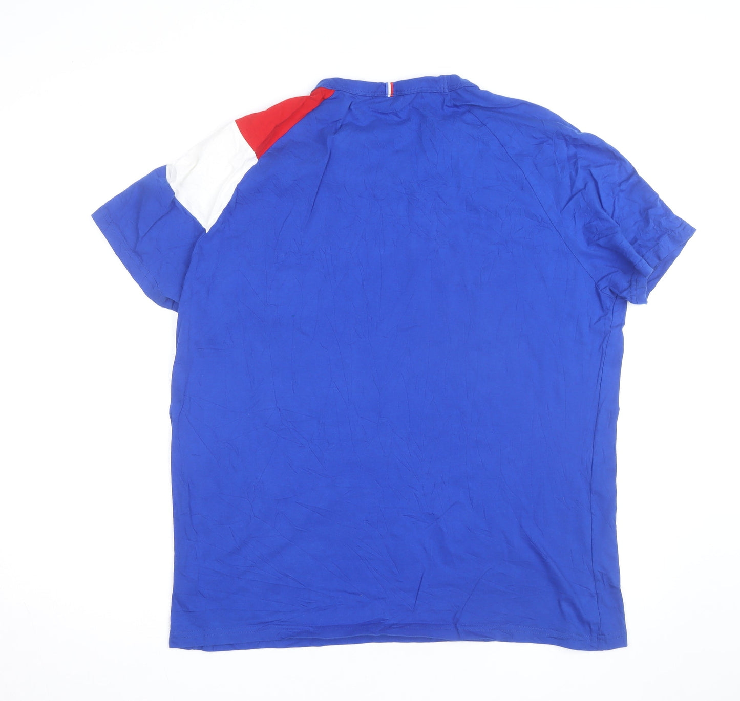 Le Coq Sportif Men's Blue Colourblock Crew Neck T-Shirt XL